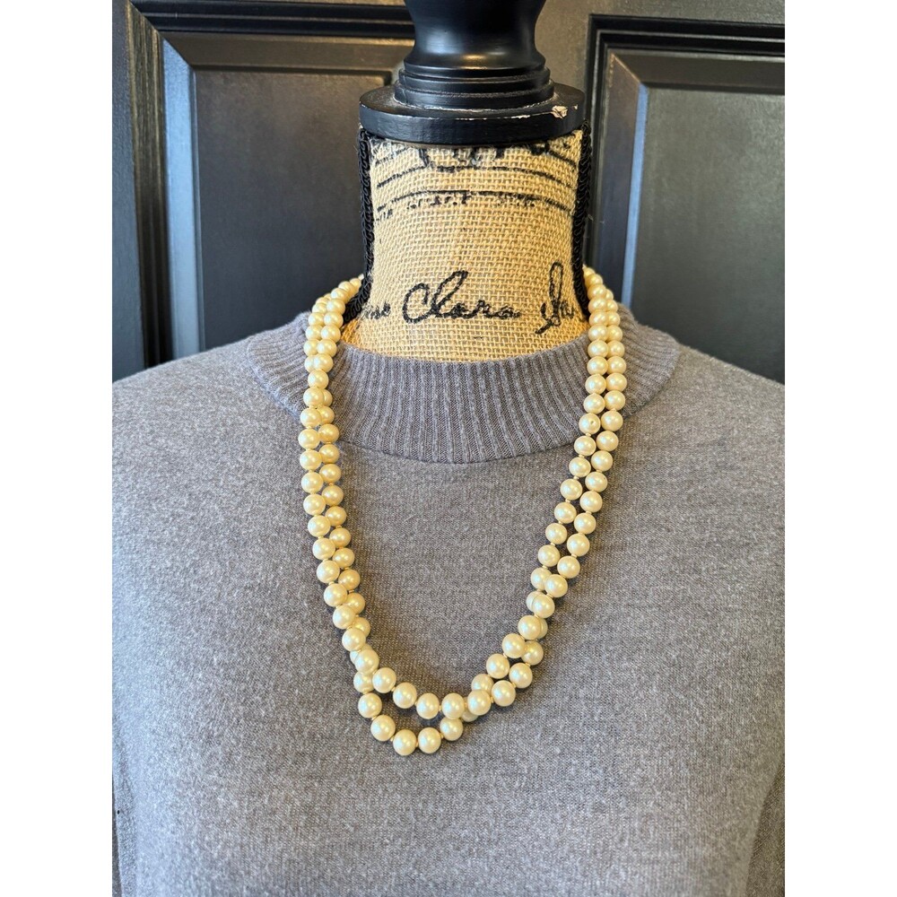 Double strand cream glass faux pearl necklace.  12”